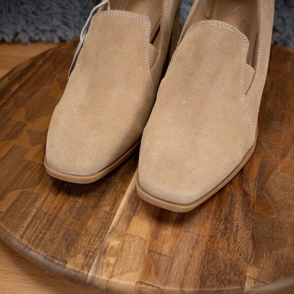 JOIE Wevenly Women’s 8.5 Suede Block Heel Closed Toe Tan Leather Slip On Shoes - Picture 3 of 6